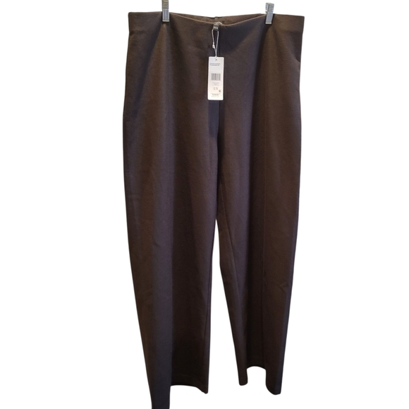 Eileen Fisher Gray Felted Wool Wide Leg Trouser Pants Side Zipper Size XLarge - Picture 1 of 7
